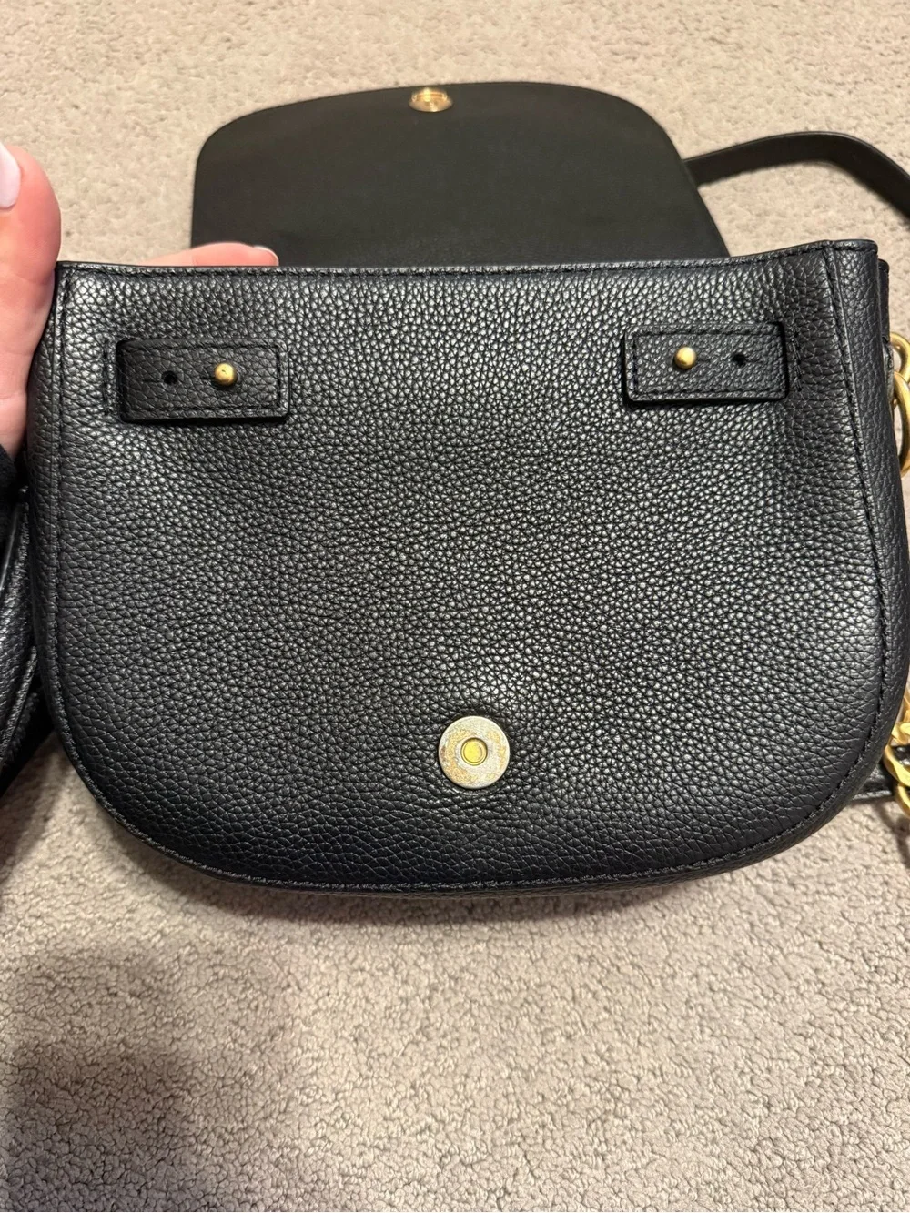 Tory Burch Black Leather Crossbody with Gold Logo Medallion